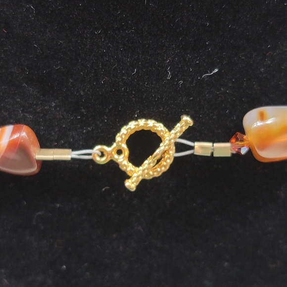 Signed Art Glass Pendant With Carnelian / Necklace /  Artisan-made / Vintage - Picture 7 of 10